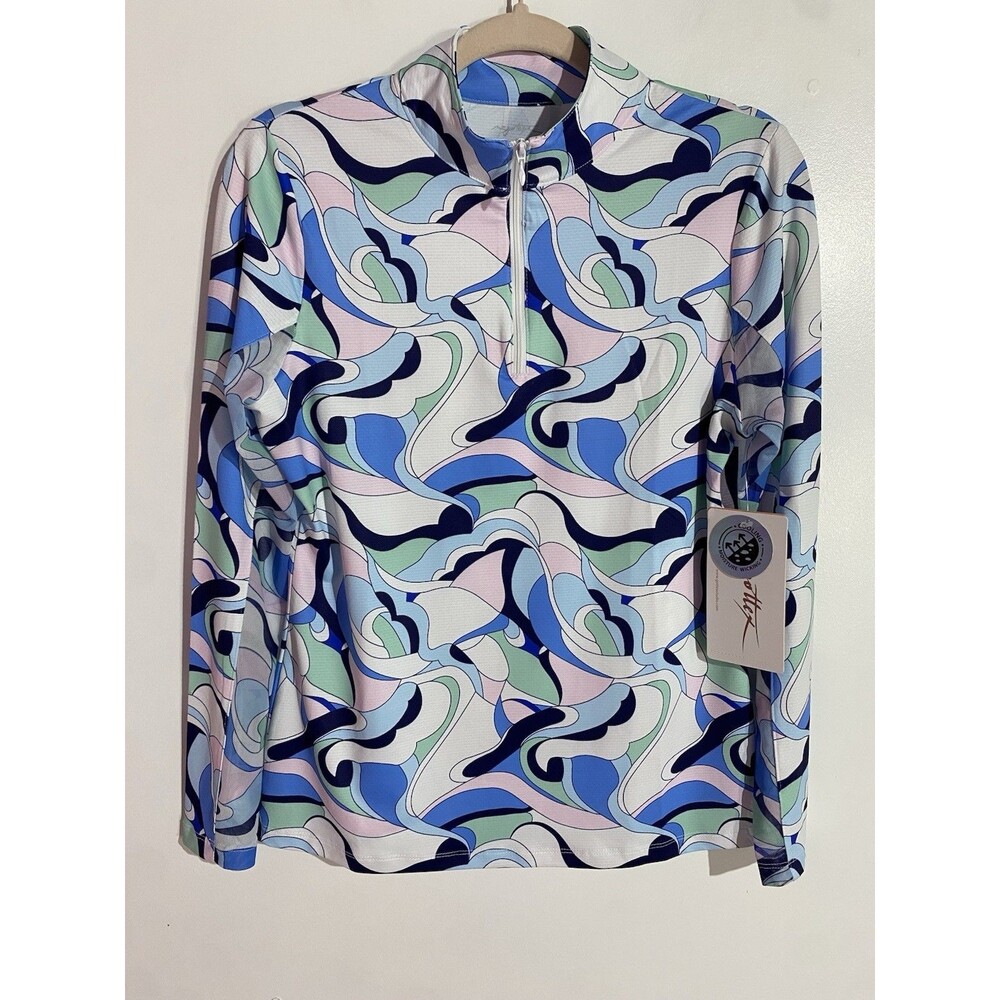 X By Gottex Pullover Top Small 1/4 Zip‎ Long Sleeve Golf Tennis Mesh Outdoor